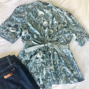 BCBG Silk Kimono Wrap Blouse